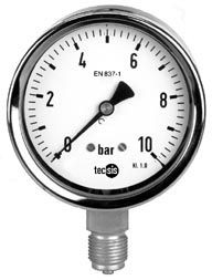 Manometer 1/2" 0-10 bar Edelstahl
